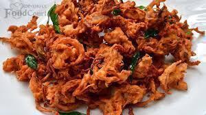 Onion & Spinach pakora · Onion and spinach fritters