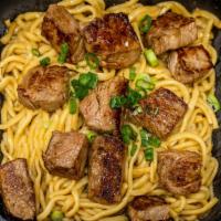 Steak Noodles · with one yum yum sauce