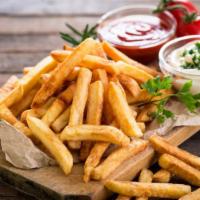 Vegan Seasoned French Fries · Fresh chef's seasoning on hand-cut potatoes.