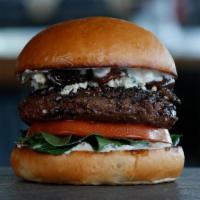You'Re My Boy Blue · Crumbled Bleu cheese, Bleu cheese sauce, caramelized onions, tomato, and arugula & balsamic ...