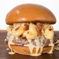 Mac 'N' Cheeseburger · Mac 'n' cheese, cheese sauce and bacon. You know you want it.