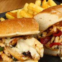 Chicken Philly Sandwich · Grilled onions and bell peppers.