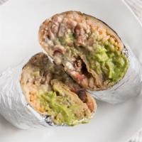 Super Burrito · Any meat, beans, rice, cheese, guacamole, sour cream and salsa.