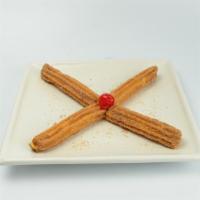 Churros · Deep fried pastry strips, rolled in sugar cinnamon.