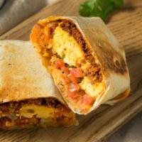 Chorizo Burrito · Delicious Burrito made with Pork sausage, rice, beans, hot sauce, and pico de gallo. Served ...