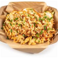 Kimchi Fries · queso, kimchi slaw, angry sauce, pluck sauce, green onion