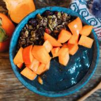 Charcoal Coconut Bowl (GF) · Mango*, banana*, activated charcoal*, coconut water*, sesame seeds* // topped with grain-fre...