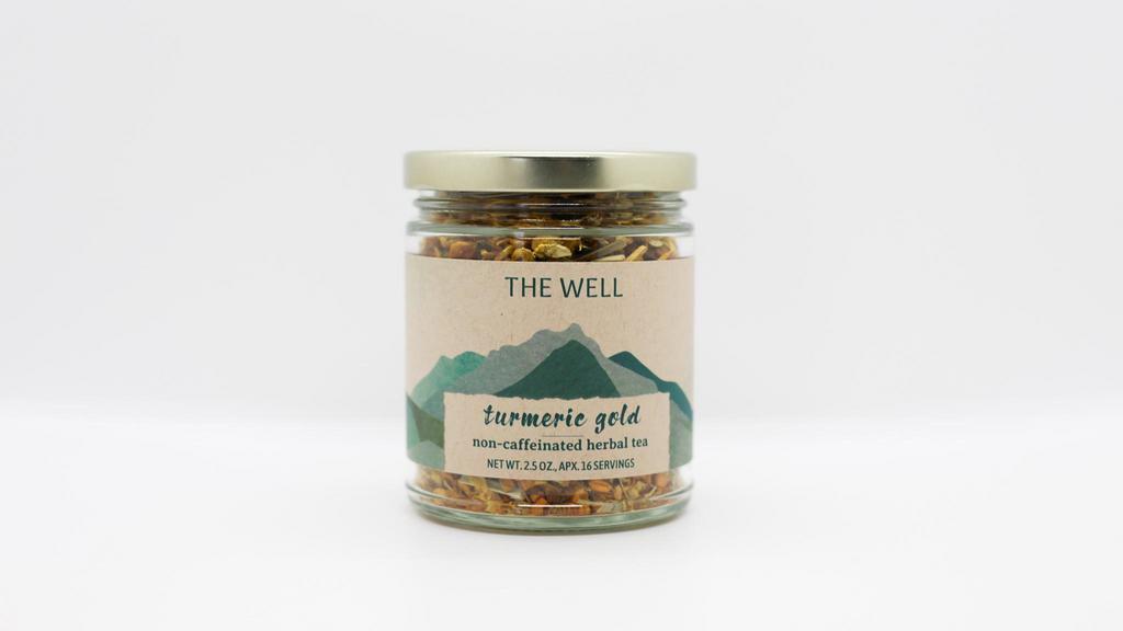 Turmeric Gold Tea Jar · Turmeric*, calendula*, chamomile*, ginger*, clove*, *organic