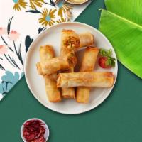 Airy Rolls · Deep-fried wrapped rice paper rolls stuffed with vegetables and bean thread noodles (clear n...