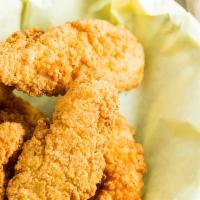 Chicken Strips · 4 Piece Chicken Strips, Celery and your choice of Ranch, Blue Cheese, BBQ or Honey Mustard