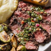 Chimichurri Grass Fed Steak Plate · our signature grass-fed and grass-finished steak grilled medium rare, drizzled with our fres...