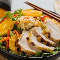 Asian Chicken Salad · organic artisan lettuce, arugula, grilled cage-free, antibiotic & hormone free, never frozen...