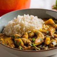 Moroccan Chicken Braise · cage-free, antibiotic & hormone free, never frozen chicken slow cooked with squash, yellow o...