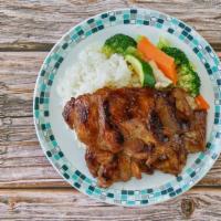 BBQ Chicken Supa Bowl · Served with steamed rice and mix vegetables.