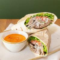 Lamb & Beef Gyros · Slow cooked, thinly sliced, marinated lamb and beef. Served with lavash bread with lettuce, ...