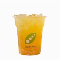 25Oz Lychee Explosion · Lychee peach tea + lychee fruit bits