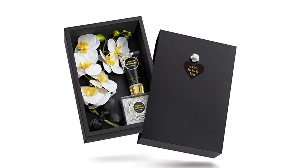 White Orchid Petals Spa Gift Set · 12 Piece Gift Set Includes: 7 White Orchid Fragrance Soap 