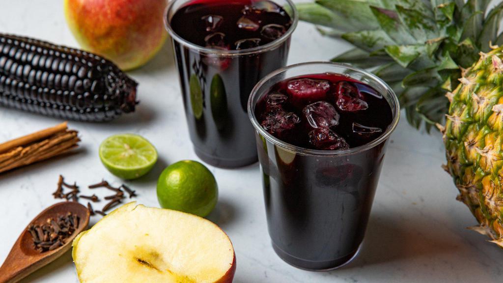 Chicha Morada · Typical sweet Peruvian beverage made of Purple Corn a hint of lime. Served in a 16 oz bottle.