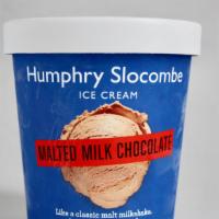 Malted Milk Chocolate Ice Cream · Our milkshake on a cone. 38% dark and 72% milk guittard chocolate and a little more malt tak...