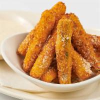 Fried Zucchini · Lightly Breaded and Topped with Parmesan Cheese. Served with Ranch Dressing