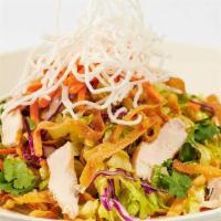 Lunch Chinese Chicken Salad · Chicken Breast, Rice Noodles, Lettuce, Green Onions, Almonds, Crisp Wontons, Bean Sprouts, O...