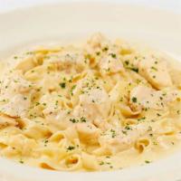 Fettuccini Alfredo With Chicken · Please note: This item is not available to be made gluten-free.