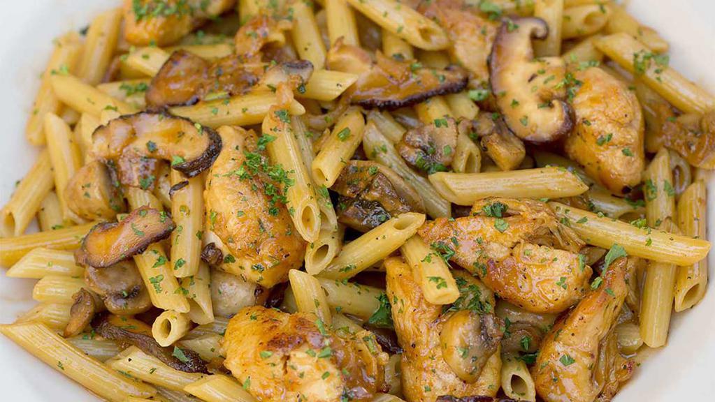 Pasta Da Vinci · Sauteed Chicken, Mushrooms and Onions in a Delicious Madeira Wine Sauce Tossed with Penne Pasta