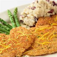 Crispy Chicken Costoletta · Chicken Breast Lightly Breaded and Sauteed to a Crisp Golden Brown. Served with Lemon Sauce,...