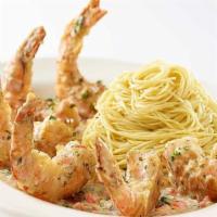 Shrimp Scampi · Paris Bistro-Style! Sauteed with Whole Cloves of Garlic, White Wine, Fresh Basil and Tomato....