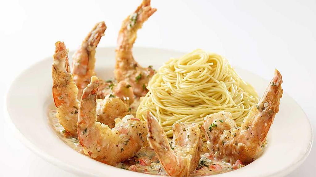 Shrimp Scampi · Paris Bistro-Style! Sauteed with Whole Cloves of Garlic, White Wine, Fresh Basil and Tomato. Served with Angel Hair Pasta
