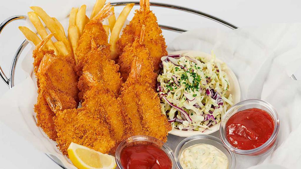 Fried Shrimp Platter · Lightly Breaded and Fried Crisp with French Fries and Cole Slaw