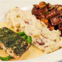 Steak Diane And Herb Crusted Salmon · 