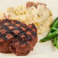 Filet Mignon · Our Most Tender Steak. Served with Mashed Potatoes and Green Beans