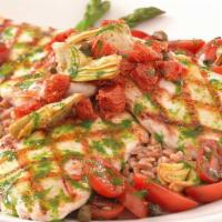 Tuscan Chicken · Grilled Chicken Breast with Tomatoes, Artichokes, Capers, Fresh Basil and Balsamic Vinaigret...