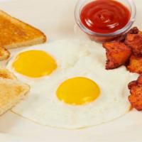 Farm Fresh Eggs · Two Farm Fresh Cage Free Eggs Served with Potatoes or Tomatoes, Toast, Bagel or English Muff...
