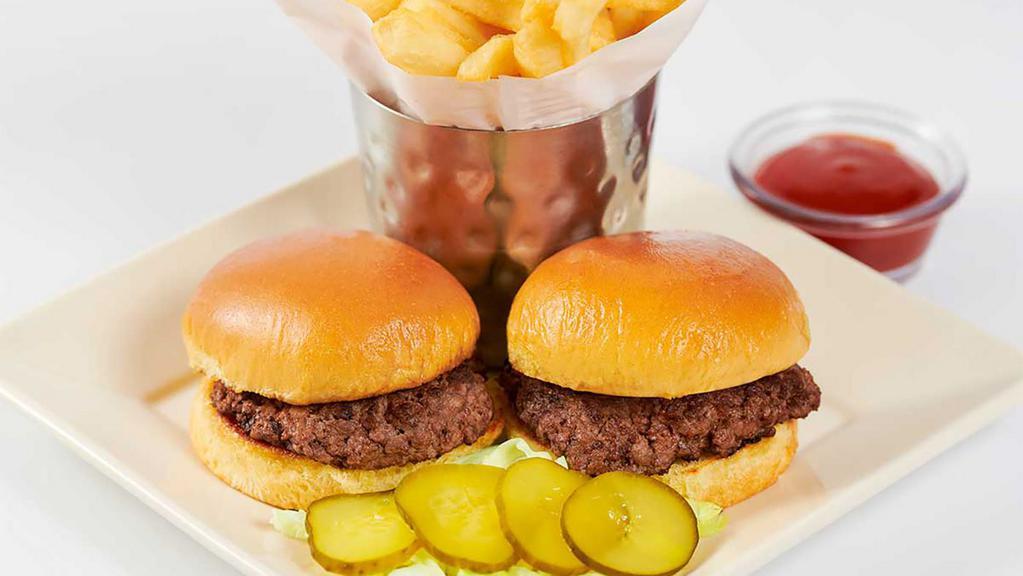 Kids' Roadside Sliders · Two Bite-Sized Burgers on Mini-Buns. Served with Fries or Fresh Fruit
