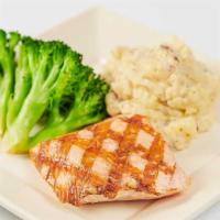 Kids' Grilled Salmon · Served with Mashed Potatoes and Broccoli