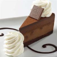 Godiva® Chocolate Cheesecake · Flourless Godiva® Chocolate Cake, Topped with Godiva® Chocolate Cheesecake and Chocolate Mou...