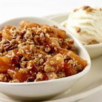 Warm Apple Crisp** · Our Delicious Crispy Nutty Topping and Vanilla Ice Cream