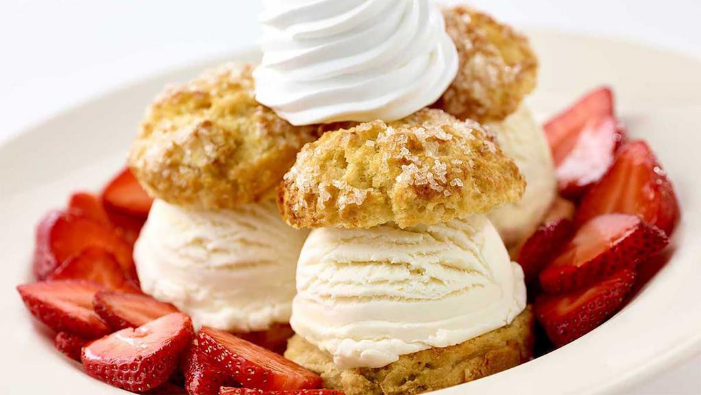 Fresh Strawberry Shortcake · Our Own Shortcake Topped with Vanilla Ice Cream, Fresh Strawberries and Whipped Cream