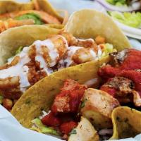 3x Chicken Curry Tacos · Marinated in our Curry spices that'll burst in flavor.