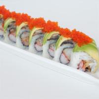 Dragon Roll · Unagi & Tobiko layered on a Roll of Shrimp Tempura.