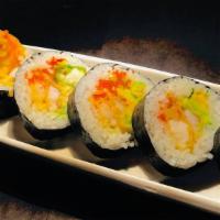Double Decker Roll · 2 Shrimp Tempura, Avocado, Green Onions & Tobiko.