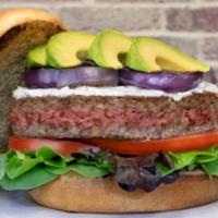 Impossible™ Burger · Impossible™ Burger • herbed goat cheese • organic mixed greens • tomatoes • grilled red onio...