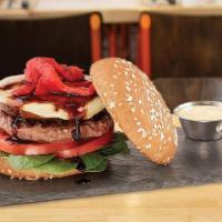 The Portobello Mushroom Burger · all-natural angus beef • baby spinach • tomatoes • marinated savory Portobello mushroom • pr...