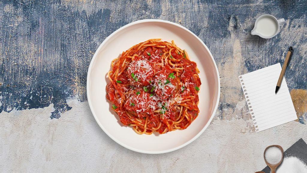 Spaghetti With Meatballs · Marinara sauce, spaghetti and meatballs.