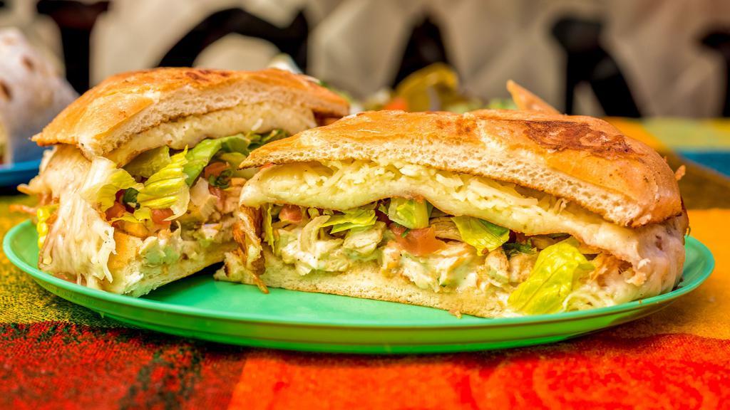 Tortas · Choice of meat, pico de gallo, lettuce, cheese and mayonnaise.