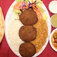 Falafel Platter · Vegatable patties made from chick peas, fava beans, onions, garlic and cilantro