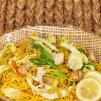 Pancit Canton · Sauteed egg noodles with chicken and vegetables.