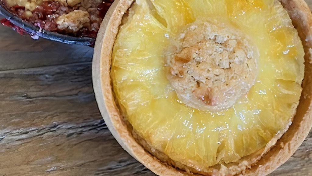 Pineapple Almond Tart · Golden buttery tartelette crust with caramelized pineapple nestled in an almond cream filling.